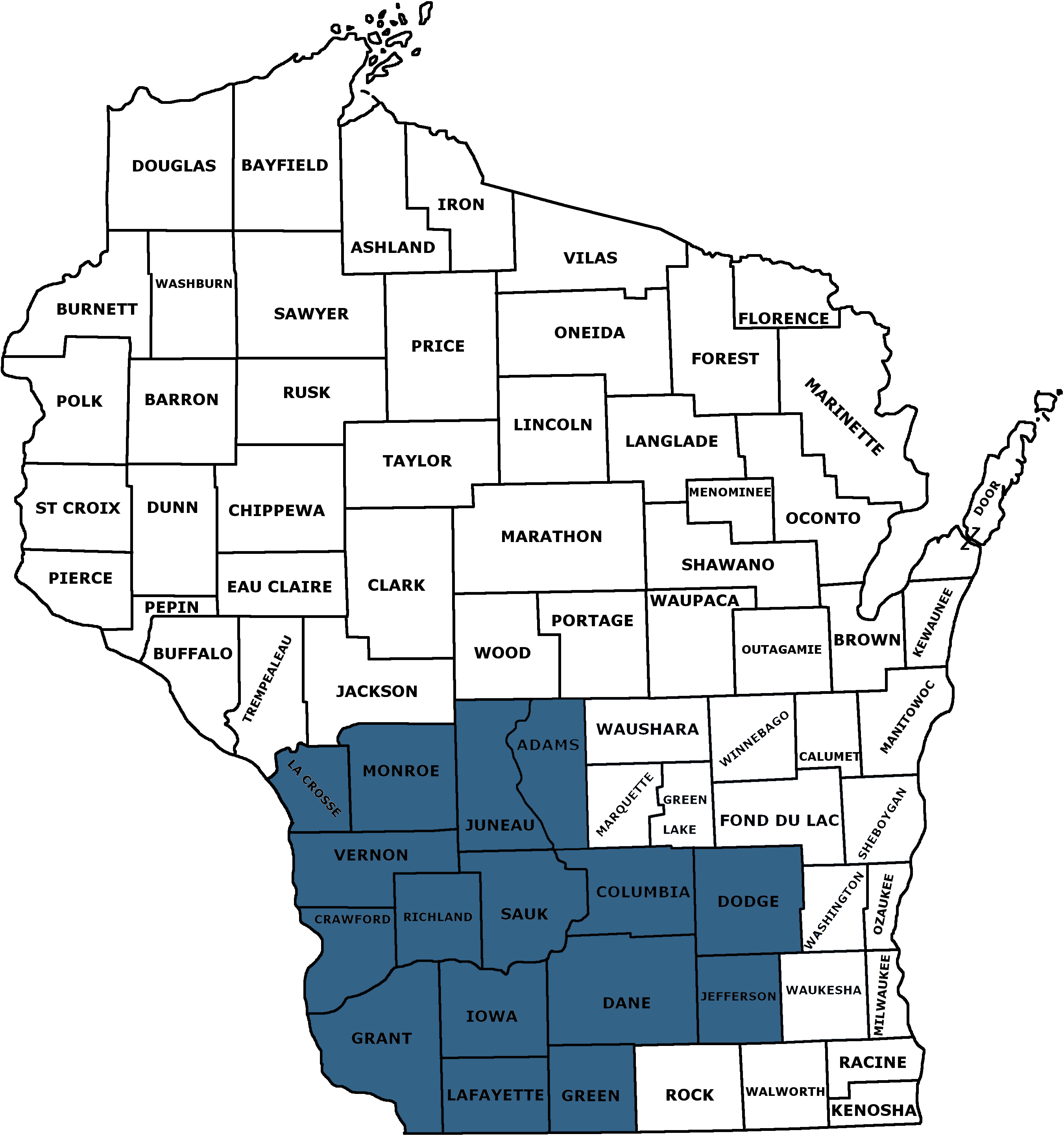 WI counties map full